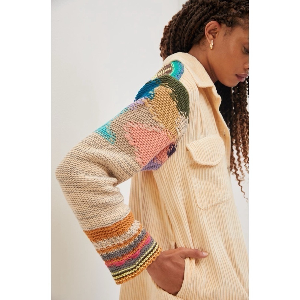 Pilcro Easygoing Shirt Jacket Button Up Corduroy Woven Knit Boho Western Shacket - Picture 8 of 14
